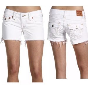 True religion white jean shorts